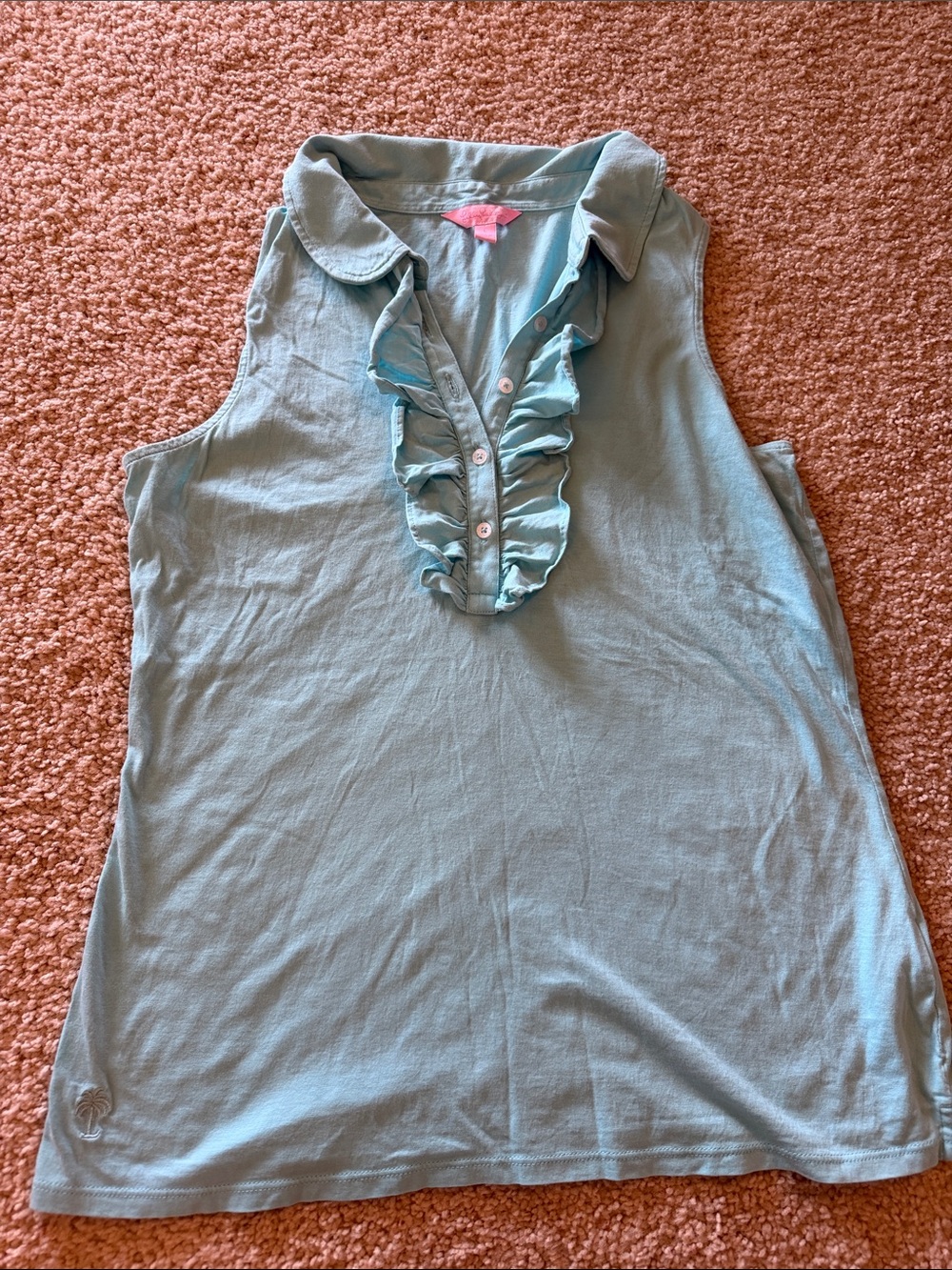 Lilly Pulitzer Light Blue Ruffle Polo Tank